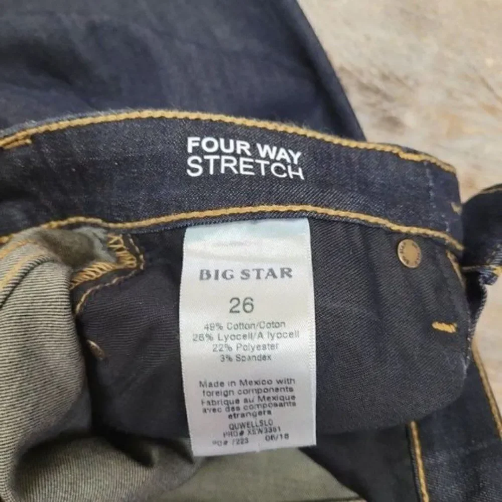 NEW Big Star Ella High Rise Skinny Jeans‎ Blue Dark Wash Womens Stretch Size 26